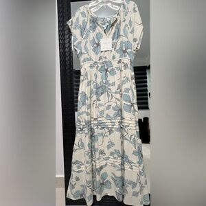 Cynthia Rowley Cream Maxi Dress with Blue Floral Print